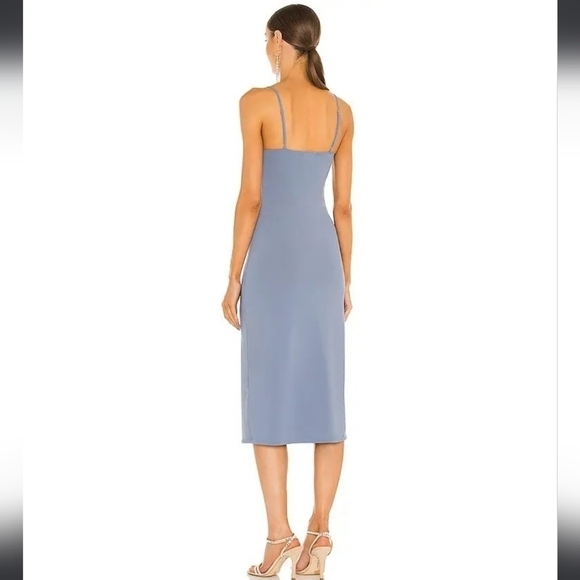 We Wore What From Danielle Burnstein Midi Slip Dress In Stonewash Blue Size L - Picture 4 of 16